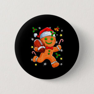 Gingerbread Cookie Playing Football Merry Christma 2 Inch Round Button