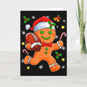 Gingerbread Cookie Playing Football Merry Christma Card