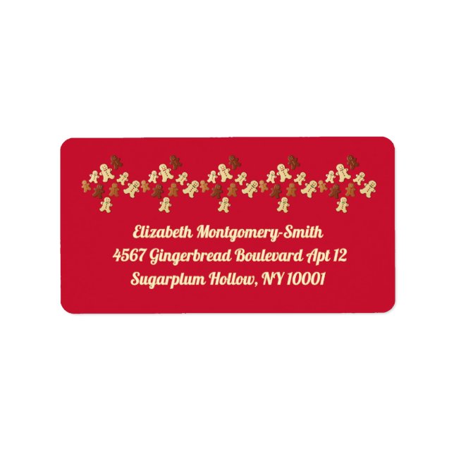 Gingerbread Cookie Red Holiday Return Address Label (Front)