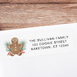 Gingerbread Cookie Return Address<br><div class="desc">This gingerbread cookie return address label features a watercolor gingerbread man and festive foliage and berries. 
Easily customizable. 
Original Watercolor © Michele Davies.</div>