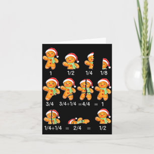 Gingerbread Cookie Santa Hat Fraction Math Teacher Card
