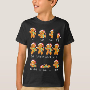 Gingerbread Cookie Santa Hat Fraction Math Teacher T-Shirt