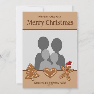 Gingerbread Cookie Shapes With Your Own Photo Holiday Card