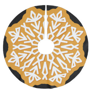Gingerbread Cookie With Snowflake Illustration Brushed Polyester Tree Skirt
