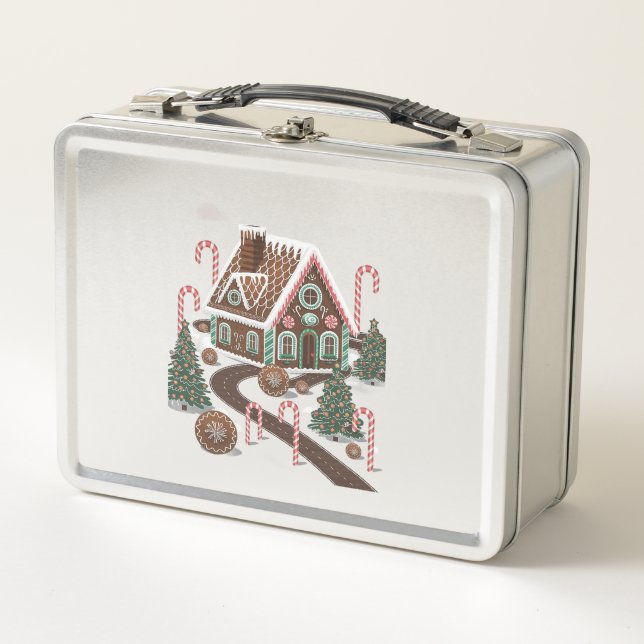 Gingerbread Cookie Wonderland Metal Lunch Box (Front)