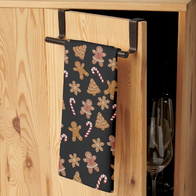 Gingerbread Cookies and Candy Canes Neck Tie Kitchen Towel (Thirds Fold)