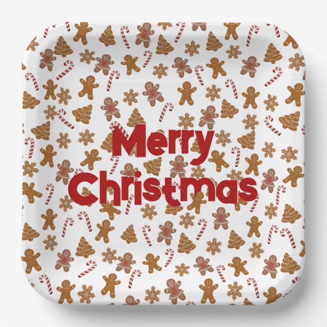 Gingerbread Cookies and Candy Canes  Paper Plate (Front)