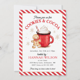 Gingerbread Cookies and Cocoa Christmas Invitation