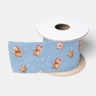 Gingerbread Cookies and Snowflakes Satin Ribbon
