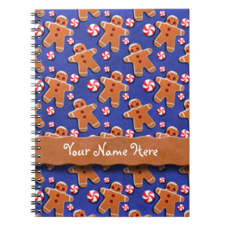Gingerbread  Cookies Candies Blue Notebook