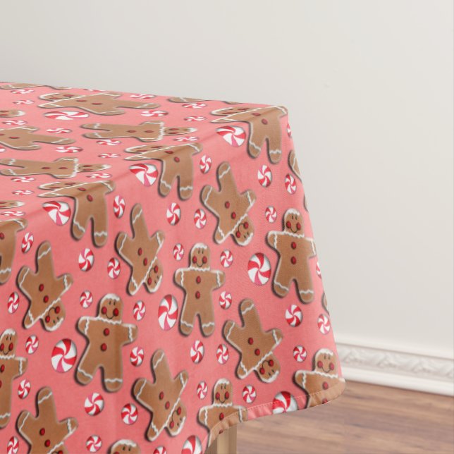 Gingerbread Cookies Candies on Red Tablecloth (In Situ)