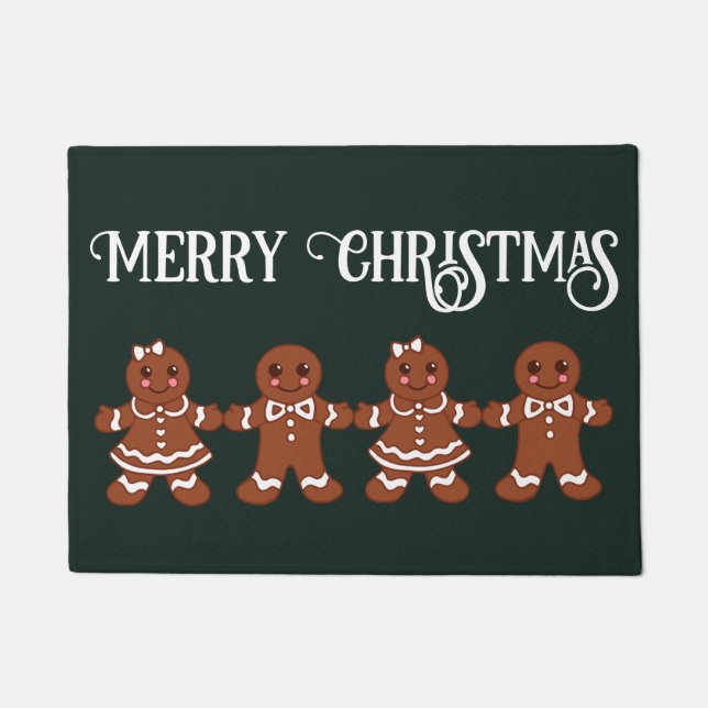 Gingerbread Cookies Christmas Holiday Doormat Rug  (Front)