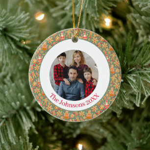 Gingerbread Cookies Christmas Photo Ceramic Ornament