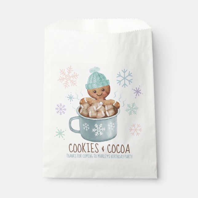 Gingerbread Cookies & Cocoa Winter Boy Birthday Favour Bag (Front)