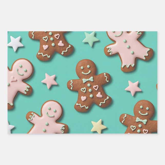 Gingerbread Cookies, Cupcakes & Snow Globes  Wrapping Paper Sheet (Front)