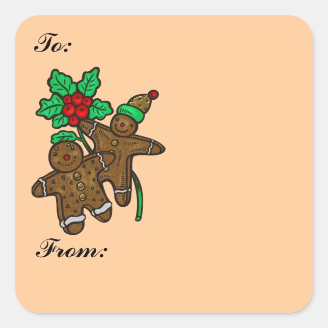 Gingerbread Cookies Gift Tag Sticker (Front)