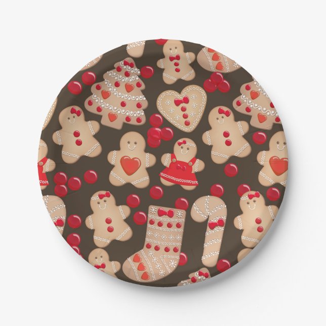 Gingerbread Cookies Holiday Cookie Exchange Party Paper Plate (Front)