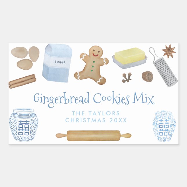 Gingerbread Cookies In A Jar Gift Or Party Favor Sticker (Front)