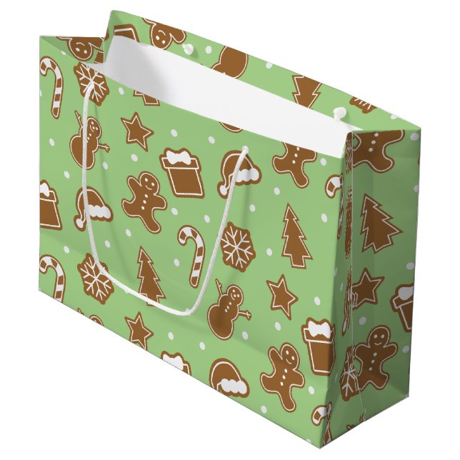 Gingerbread Cookies - Large Gift Bag (Front Angled)