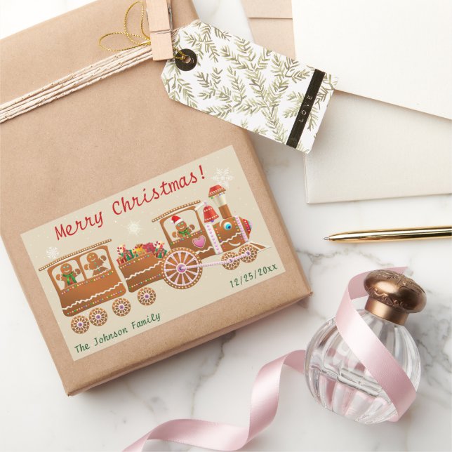 Gingerbread Cookies' Merry Christmas Train Cartoon Sticker (Gifting)