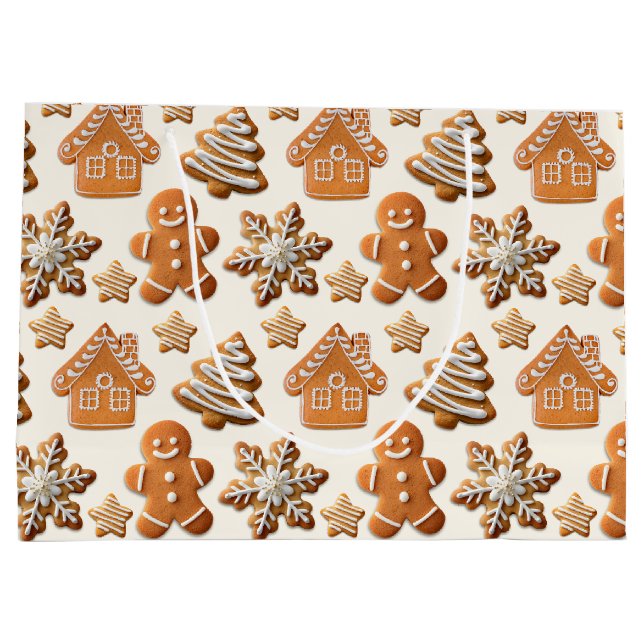 Gingerbread Cookies Pattern Large Gift Bag (Back)