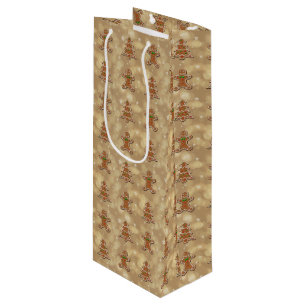 Gingerbread Cookies Pattern Wine Gift Bag