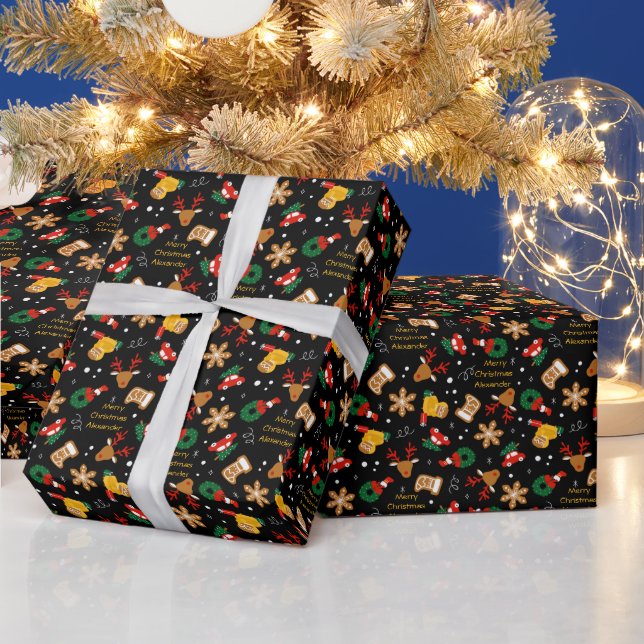 Gingerbread Cookies Personalized Christmas Wrapping Paper (Holidays)