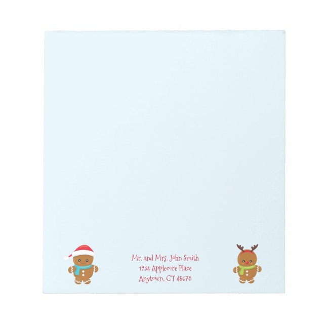 Gingerbread Cookies Personalized Name & Address Notepad (Front)