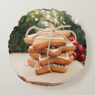 Gingerbread Cookies Round Pillow