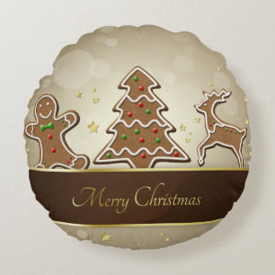 Gingerbread Cookies Round Pillow