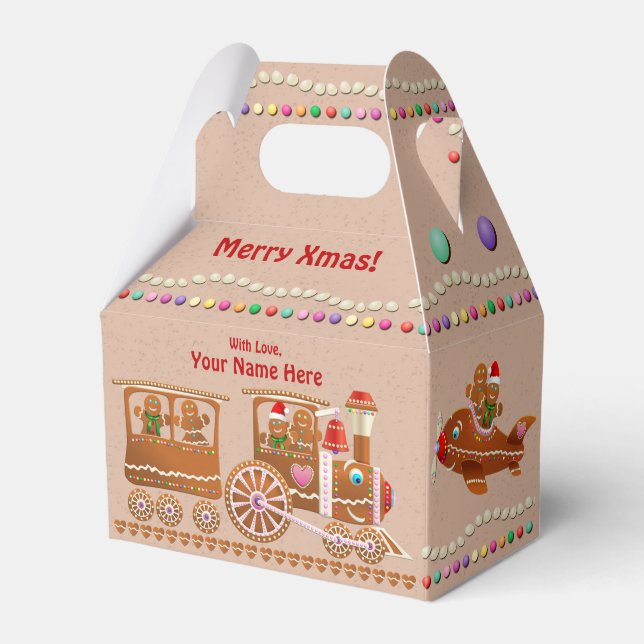 Gingerbread Cookies Sprinkled With Colourful Candy Favor Box (Front Side)