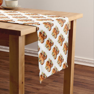 Gingerbread Cookies with Christmas Holly Medium Table Runner
