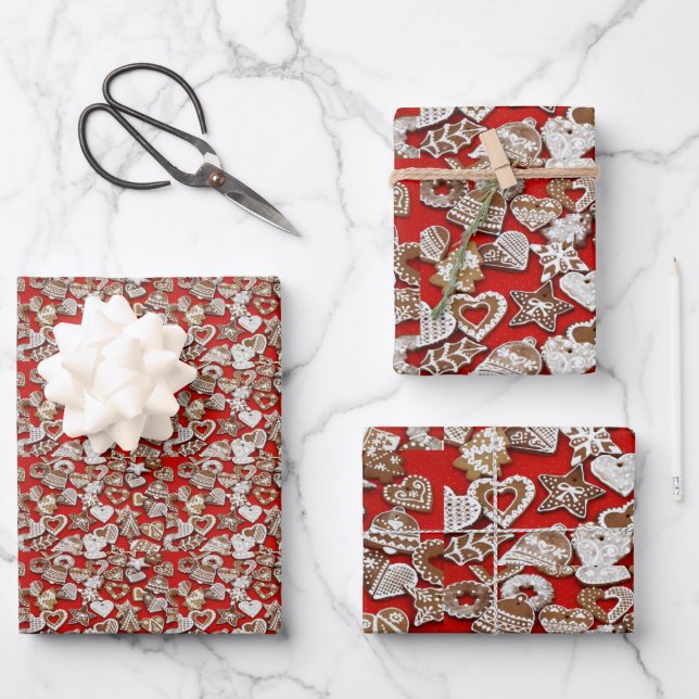 Gingerbread Cookies Wrapping Paper Sheet (Front)
