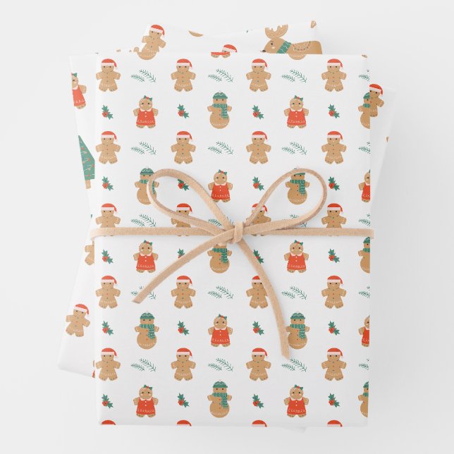 Gingerbread Cookies Wrapping Paper Sheet (In situ)