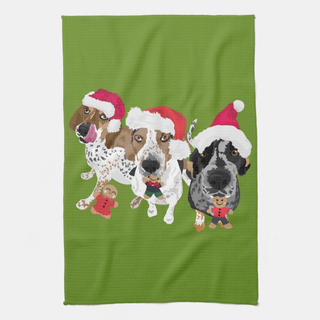 Gingerbread Coonhounds Kitchen Towel (Vertical)