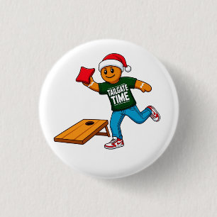Gingerbread Cornhole Christmas Sport Holiday 1 Inch Round Button