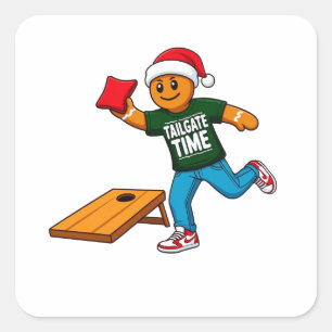 Gingerbread Cornhole Christmas Sport Holiday Square Sticker