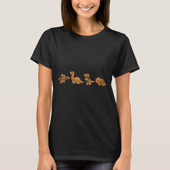 Gingerbread Costume Dinosaur Christmas Cookie Baki T-Shirt (Front)