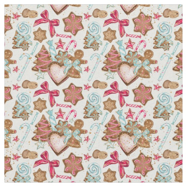 Gingerbread Country Cookies Fabric (Close Up)
