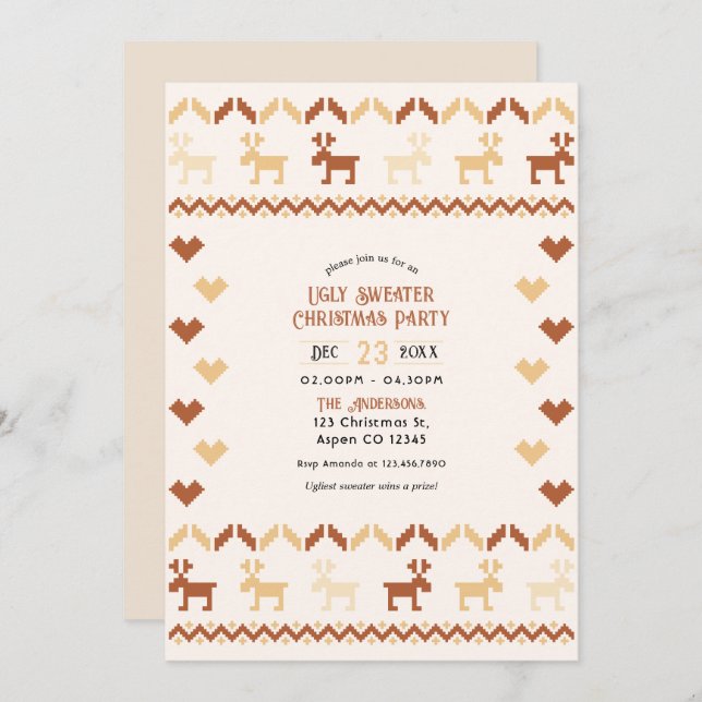 Gingerbread Cozy Ugly Sweater Christmas Party Invitation (Front/Back)