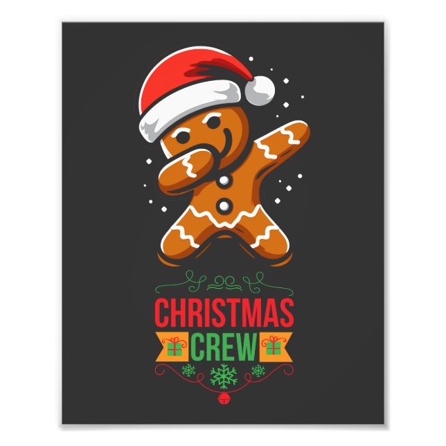 Gingerbread Dabbing Christmas Photo Print (Front)