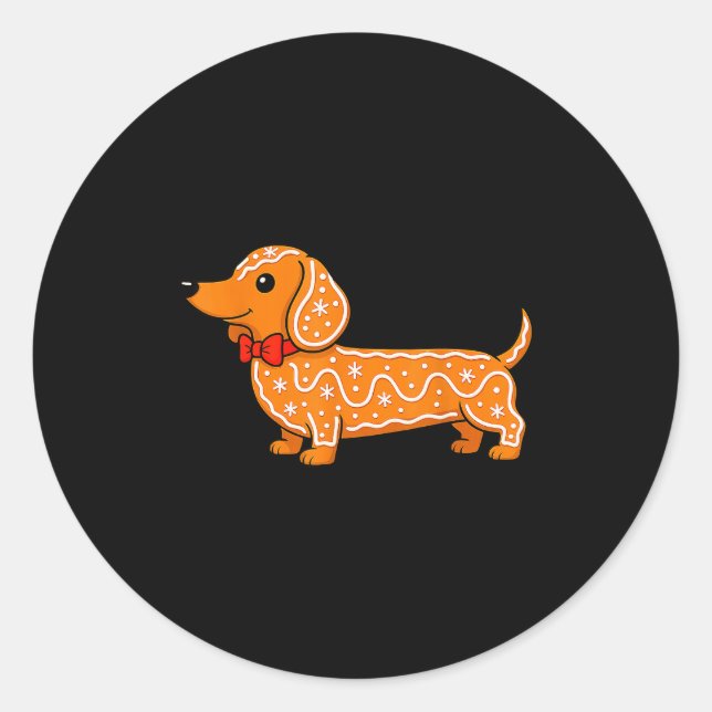 Gingerbread Dachshund Christmas Cute Weiner Dog  Classic Round Sticker (Front)