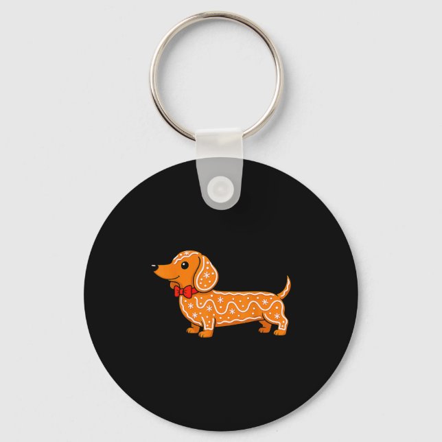 Gingerbread Dachshund Christmas Cute Weiner Dog  Keychain (Front)
