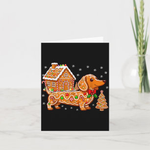 Gingerbread Dachshund Christmas Tree House Cookie  Card