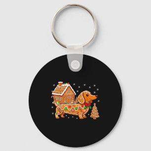 Gingerbread Dachshund Christmas Tree House Cookie  Keychain