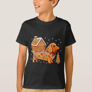 Gingerbread Dachshund Christmas Tree House Cookie T-Shirt