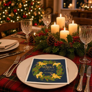 Gingerbread & Dala Horse Christmas Wreath Paper Napkin