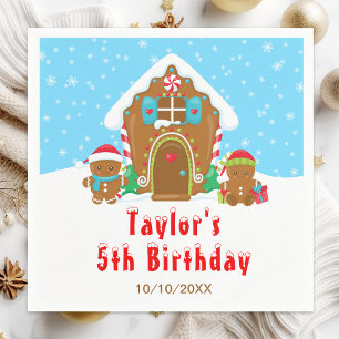 Gingerbread Decorating Birthday Party Blue and Red Napkin