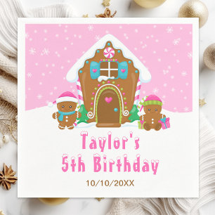 Gingerbread Decorating Birthday Party Pink Napkin