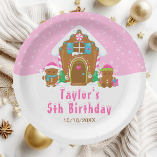 Gingerbread Decorating Birthday Party Pink Paper Plate